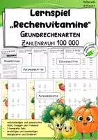 Vorschau - Spiele - Zahlenraum 100 000 - Lernspiel, Rechenspiel, Freiarbeit, Rechenvitamine - Deckblatt