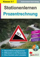 Vorschau - Arbeitsblätter - Stationenlernen Prozentrechnung Klasse 5–7 | Mathematik Sekundarstufe I Klasse 5 6 7 | Prozentwert, Prozentsatz, Grundwert, Dreisatz, Differenzierung, Tipp-Karten | Arbeitskarten Freiarbeit mit Lösungen - Deckblatt