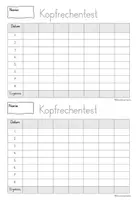 Vorschau - Arbeitsblätter - Kopfrechentest - Seite 1