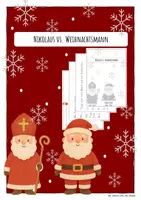 Vorschau - Arbeitsblätter - Weihnachten - Unterschied Nikolaus vs. Weihnachtsmann, Arbeitsblätter - Deckblatt