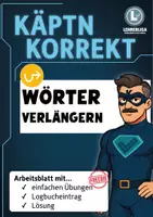 Vorschau - Arbeitsblätter - Rechtschreibstrategie – Wörter verlängern mit Käpt’n Korrekt - Deckblatt