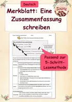 Vorschau - Arbeitsblätter - Merkblatt: Eine Zusammenfassung schreiben - Deckblatt