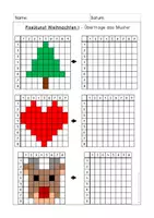 Vorschau - Arbeitsblätter - Pixelkunst Weihnachten - Geometrie, Kunst, Wahrnehmung - Seite 1