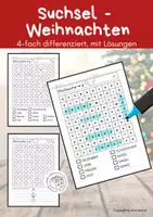 Vorschau - Arbeitsblätter - Suchsel Weihnachten, Winter, Wortsuche, differenziert - Deckblatt