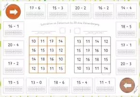 Vorschau - Stationenlernen - Subtraktion bis 20, 4x Bingo, Subtraktion mit und ohne Zehnerübergang - Seite 3