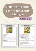 Vorschau - Arbeitsblätter - Bildergeschichte Schritt für Schritt – Übungen | Deutsch | Klasse 5 - Deckblatt