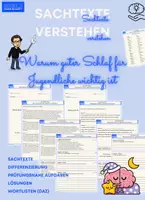 Vorschau - Arbeitsblätter - Lernzielkontrolle Sachtexte – Warum guter Schlaf wichtig ist - Deckblatt