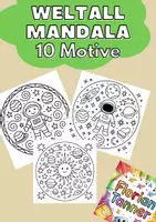 Vorschau - Mal- und Bastelvorlagen - Weltall-Mandalas – 10 Ausmalbilder für Kinder - Deckblatt