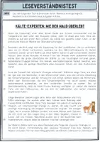 Vorschau - Unterrichtsreihen - Leseverständnistest (Kl. 4) - Kälte-Experten: Wie der Wald überlebt - Seite 1