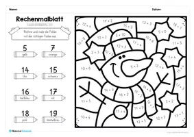 Vorschau - Arbeitsblätter - 8 Rechenmalblätter zum Winter (Zahlenraum 20) - Seite 1
