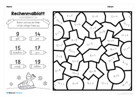 Vorschau - Arbeitsblätter - 8 Rechenmalblätter zum Winter (Zahlenraum 20) - Seite 2