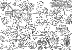 Vorschau - Arbeitsblätter - Wimmelbild - Einstieg in das Thema Jahreszeiten & Monate - Rund ums Jahr - Seite 2