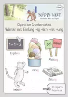 Vorschau - selbst erstellte Cliparts/Grafiken - Clipart-Paket Rechtschreibung: Wörter mit Endung -ig -lich -nis -ung - Deckblatt