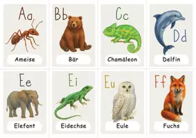 Vorschau - Bildkarten - 32 Buchstaben Karten ABC Tiere Laminiervorlage - Seite 1
