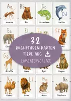 Vorschau - Bildkarten - 32 Buchstaben Karten ABC Tiere Laminiervorlage - Deckblatt