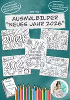 Vorschau - Spiele - Ausmalbilder "Gutes neues Jahr 2026" / Silvester / Feriengruss - Deckblatt