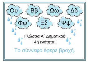 Προεπισκόπηση - Flashcards - Γλώσσα Α΄Δημοτικού: 4η ενότητα "Το σύννεφο έφερε βροχή." κάρτες - Σελίδα 1
