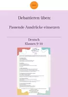 Vorschau - Arbeitsblätter - Debattieren üben: Ausdrücke einsetzen - Deckblatt