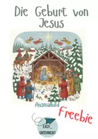 Vorschau - Arbeitsblätter - Freebie Ausmalbild "die Geburt von Jesus" (Klasse 1-3) - Deckblatt