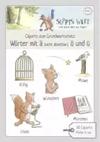 Vorschau - selbst erstellte Cliparts/Grafiken - Clipart-Paket Rechtschreibung: Wörter mit ä (nicht ableitbar),ö und ü - Deckblatt