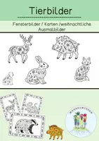 Vorschau - Mal- und Bastelvorlagen - Winterliche Tierbilder / Fensterbilder / Ausmalbilder - Deckblatt