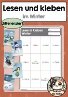 Vorschau - Arbeitsblätter - Lesen und Kleben im Winter (1. Klasse) - Deckblatt