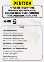 Vorschau - Arbeitsblätter - Fit für die Schulaufgabe: Pronomen, Wortarten, Kasus-Numerus-Genus, tempus, wörtliche Rede, Satzzeichen, Satzglieder Klasse 5 - Deckblatt