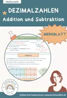 Vorschau - Merkblätter - Merkblatt: Dezimalzahlen - Addition und Subtraktion - Deckblatt