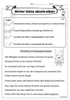 Vorschau - Arbeitsblätter - Sätze abschreiben Winter/Weihnachten | Übungen am Text - Seite 1