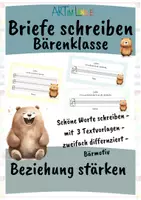 Vorschau - Arbeitsblätter - Brief schreiben - Klassentier Bärenklasse - Komplimente - Deckblatt