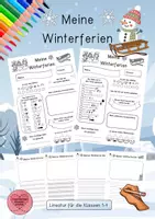 Vorschau - Arbeitsblätter - Meine Winterferien Steckbrief als Erzähl- und Schreibanlass - Deckblatt