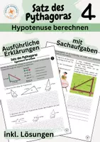 Vorschau - Arbeitsblätter - Satz des Pythagoras: Hypotenuse berechnen - Deckblatt