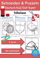 Vorschau - Arbeitsblätter - Schneiden • Puzzeln • Anmalen: Thema Nikolaus (basteln) - Deckblatt