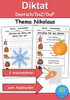 Vorschau - Arbeitsblätter - Diktat - Thema Nikolaus - DaZ/DaF / Deutsch (Klasse 1 bis 4) - Deckblatt