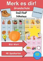 Vorschau - Arbeitsblätter - Merk es dir Nikolaus (Bild-Wort) - DaZ/DaF / Deutsch (Klasse 1 bis 4) - Deckblatt