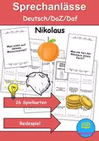 Vorschau - Arbeitsblätter - Sprechanlässe Nikolaus - DaZ/DaF / Deutsch (Redespiel) - Deckblatt