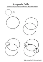 Vorschau - Arbeitsblätter - Springender Delfin - Zeichnen mit geometrischen Formen - Seite 1