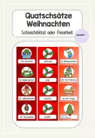 Vorschau - Fördermaterial/Inklusion - Quatschsätze Weihnachten - Schleichdiktat/Freiarbeit - Deckblatt