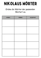 Vorschau - Mal- und Bastelvorlagen - Wortarten Chips Nikolaus - DaZ/DaF / Deutsch (Nomen • Verben • Adjektive) - Seite 1