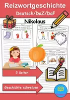 Vorschau - Unterrichtsreihen - Reizwortgeschichten Thema Nikolaus - DaZ/DaF / Deutsch (Geschichten schreiben) - Deckblatt