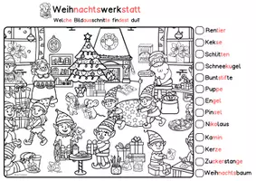 Vorschau - Spiele - Suchbild zur visuellen Wahrnehmung, Sprachförderung und Leseförderung Vorschule, 1. Klasse, DaZ (Weihnachten Wimmelbild) - Seite 3