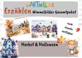 Vorschau - Unterrichtsreihen - Erzählanlässe mit Wimmelbildern – Herbst und Halloween | Deutsch Grundschule - Deckblatt