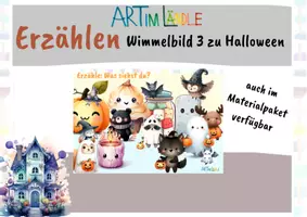 Vorschau - Poster - Halloween Wimmelbild – Erzählen & Sprechen fördern | Deutsch Grundschule - Deckblatt