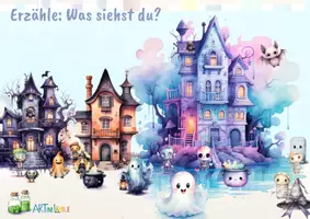 Vorschau - Poster - Wimmelbild zum Erzählen – Halloween | Deutschunterricht Grundschule - Seite 3