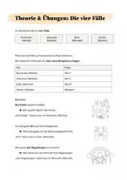 Vorschau - Arbeitsblätter - Die vier Fälle: Theorie und Übungen (Selbstkorrektur) - Deckblatt