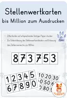Vorschau - Fördermaterial/Inklusion - kostenlose Stellenwertkarten bis Million zum Ausdrucken - Deckblatt
