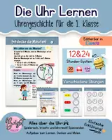 Vorschau - Arbeitsblätter - Die Uhrzeit lernen für kinder kindgerechte Erklärseiten. - Deckblatt