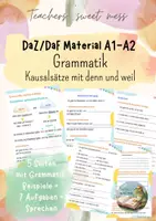Vorschau - Arbeitsblätter - Grammatik- Arbeitsblatt: Kausalsätze mit denn und weil - Deckblatt