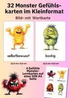 Vorschau - Bildkarten - Monster-Gefühlskarten – 32 Bildkarten zur Emotionsförderung in Kita, Vorschule & Unterricht - Seite 1