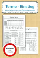 Vorschau - Arbeitsblätter - Terme - Wert berechnen und Formulierungen - Deckblatt